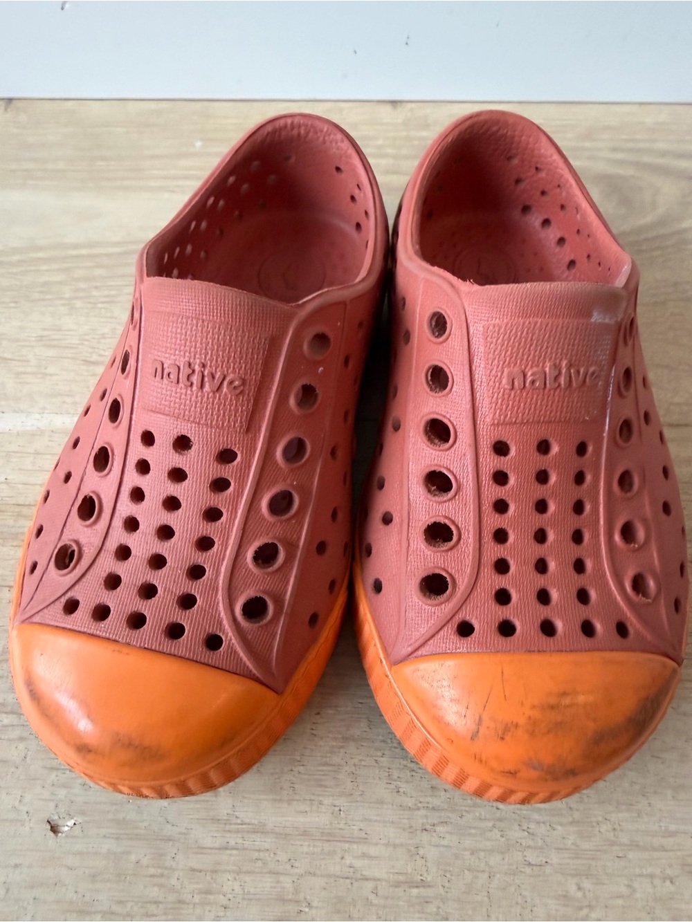 Native Kids Water Shoes in Rust and Bright Orange
